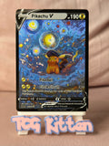 Load image into Gallery viewer, *CUSTOM* Pikachu V With The Starry Night V2 PREMIUM Texture Handmade TCGKITTEN