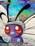 Load image into Gallery viewer, *CUSTOM* Butterfree with Grey Felt Hat Van Gogh Handmade Textured Art TCGKITTEN