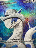 Load image into Gallery viewer, *CUSTOM* Lugia with Grey Felt Hat Van Gogh Handmade Textured Art TCGKITTEN