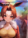 Load image into Gallery viewer, *CUSTOM* Delia &amp; Flareon Trainer Cosplay Handmade Textured Holo Art TCGKITTEN