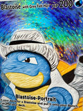 Load image into Gallery viewer, *CUSTOM* Blastoise with Grey Felt Hat Van Gogh Handmade Textured Art TCGKITTEN