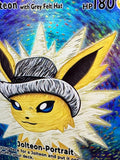 Load image into Gallery viewer, *CUSTOM* Jolteon with Grey Felt Hat Van Gogh Handmade Textured Art TCGKITTEN