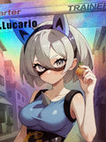 Load image into Gallery viewer, *CUSTOM* Bea &amp; Lucario Trainer Cosplay Handmade Textured Holo Art TCGKITTEN